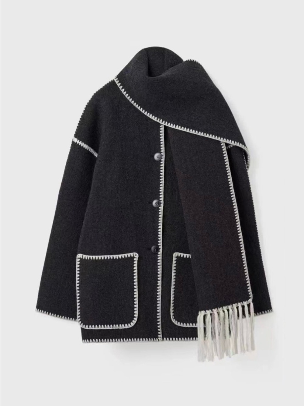 Women’s sweater/jacket with tassel scarf